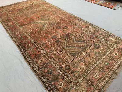 5'5 x 11'1 ft Antique Turkish Inspired Runner Rug, Hand Knotted Wool Carpet, Caucasian Kazak Geometric Design,