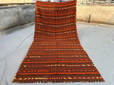 6x11 Vintage Afghan Baluchi Sumak Kilim Rug | Handwoven Flatweave Rug |Tribal Area Carpet | Colorful Ethnic Ge