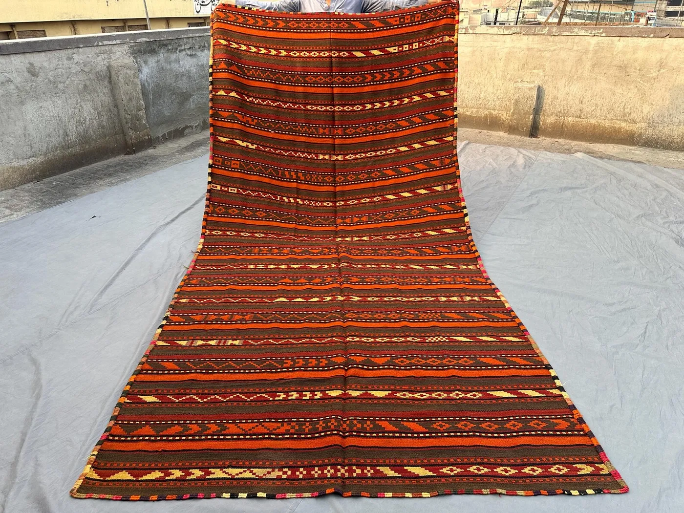 6x11 Vintage Afghan Baluchi Sumak Kilim Rug | Handwoven Flatweave Rug |Tribal Area Carpet | Colorful Ethnic Geometric Wool Rug | Bedroom Rug