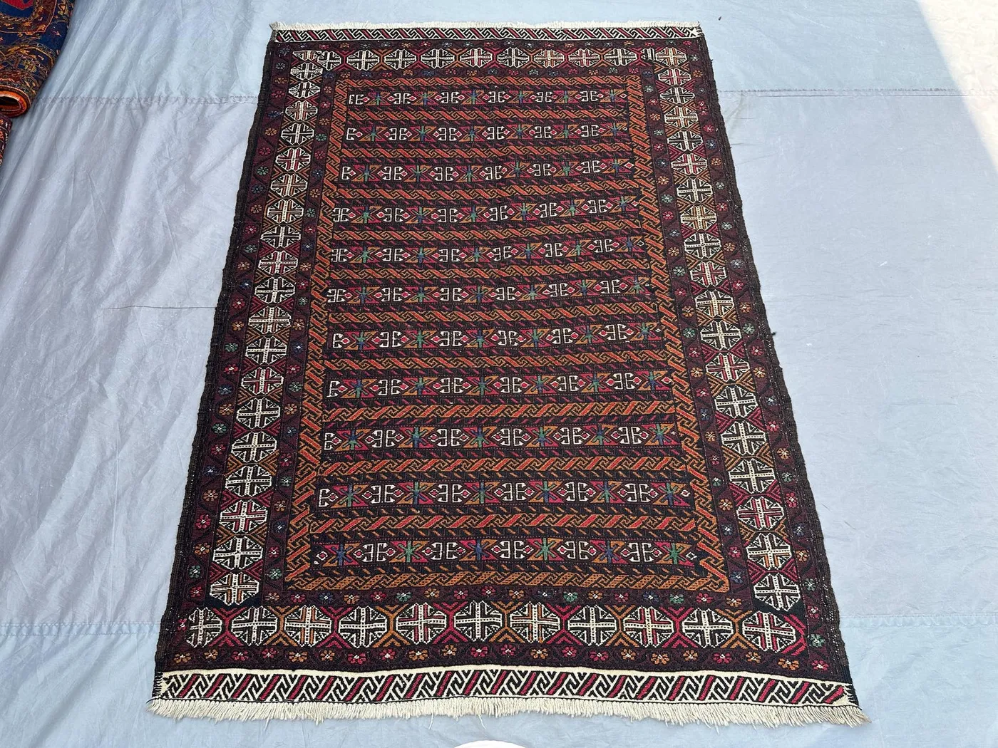 4'4 x 6'2 ft Vintage Afghan Rug, Hand Woven Kilim Rug, Tribal Geometric Flatweave Boho Decor, Oriental Handmade rug, Living Room Rug