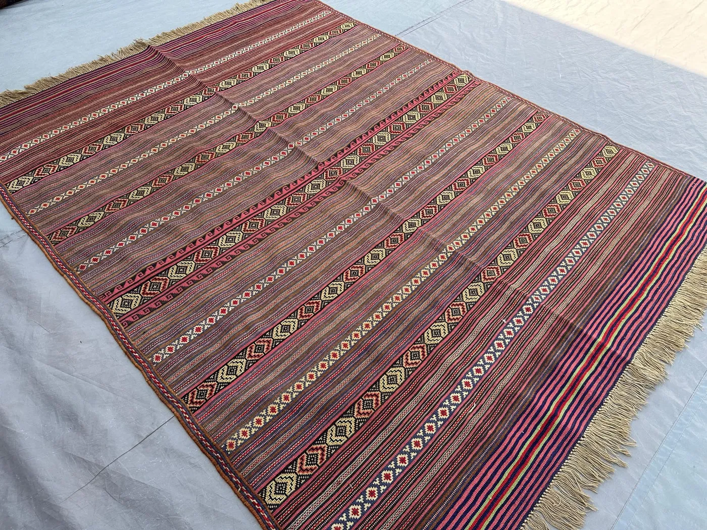 4'9 x 6'4 ft vintage Afghan hand woven kilim rug, striped tribal flat weave bohemian décor Rug, Top Quality Boho Rug, Living Room Rug