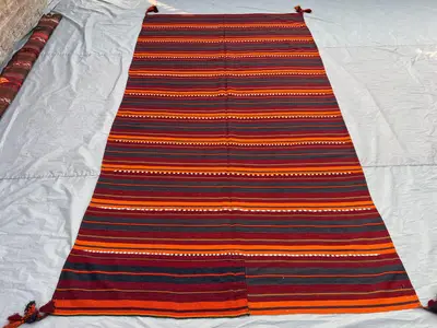 Afghan Kilim Rug 5.7x10 | Handwoven Wool Flat Weave Carpet | Striped Tribal Runner | Boho Ethnic Decor | Livin