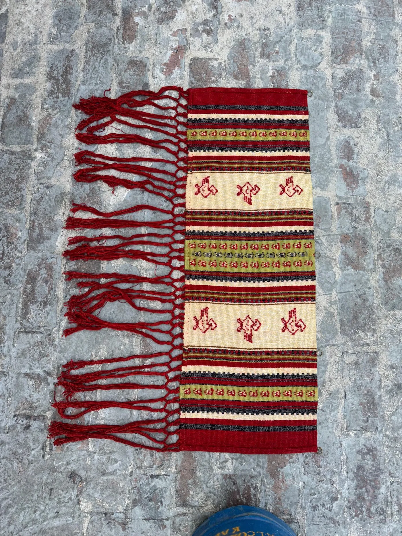 Vintage Turkish Wall Hanging Rug 1'6 x 4'3 ft | Tribal Kilim with Turkmen Pattern | Anatolian Jajim Decor Navajo Flat weave rug