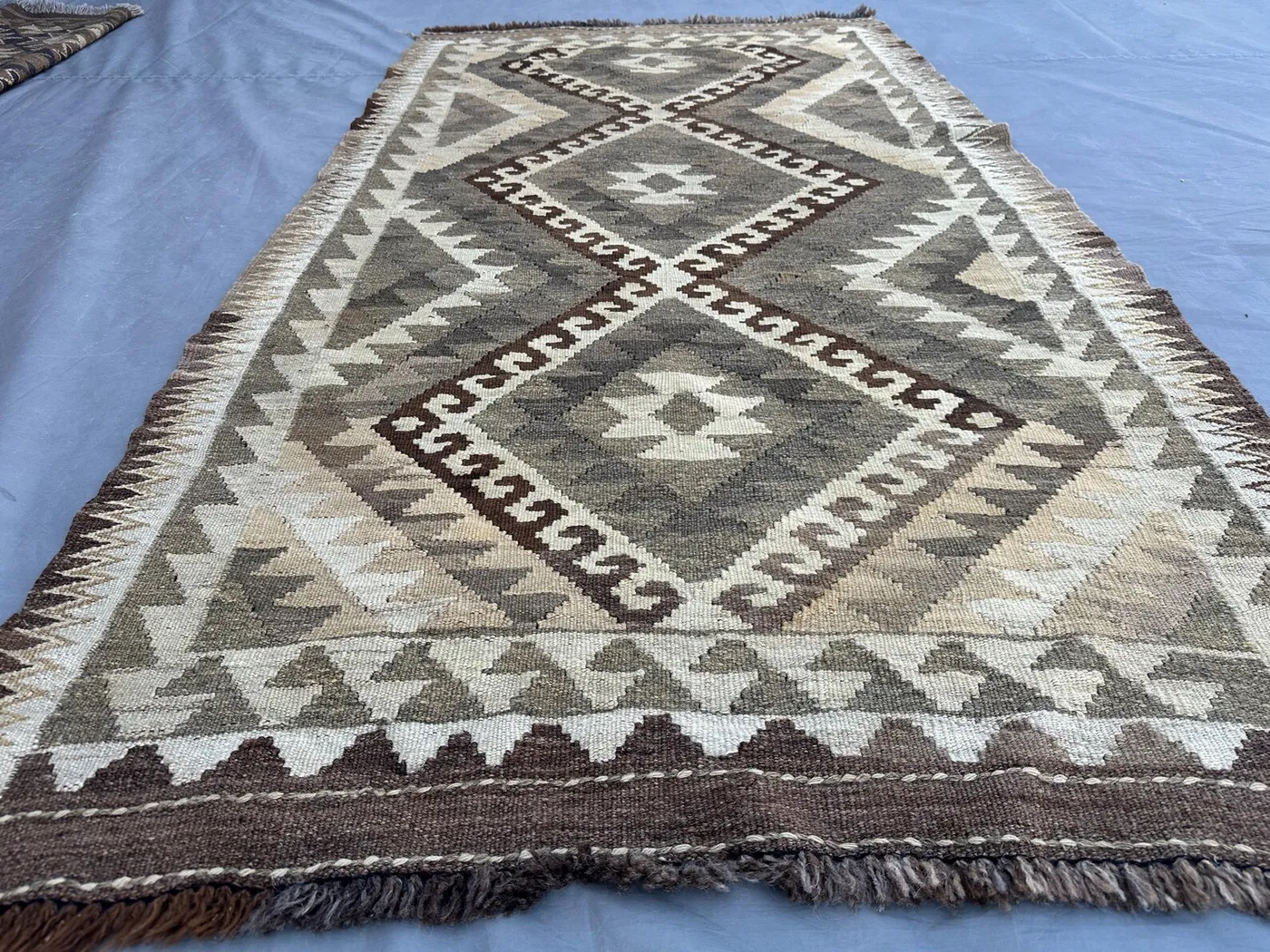 3'3x6'3 ft Handmade Afghan Kilim Rug | Vintage Flat Weave Rug | Geometric Wool Tribal Runner | Bohemian Area Rug, Kitchen Rug, Home Decor