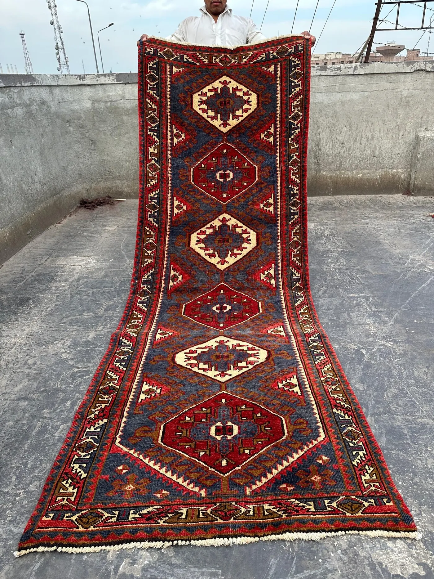 3'1 x 8'6 ft Antique Afghan Handmade Tribal Runner Rug Wide Hallway Rug Caucasian Style Geometric Pattern Turkmen Runner Rug, Moroccan rug
