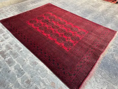 7x9 Antique Ersari Turkmen Rug | Hand-Knotted Afghan Carpet | Elephent foot Design | Tribal Wool Area Rug, Liv