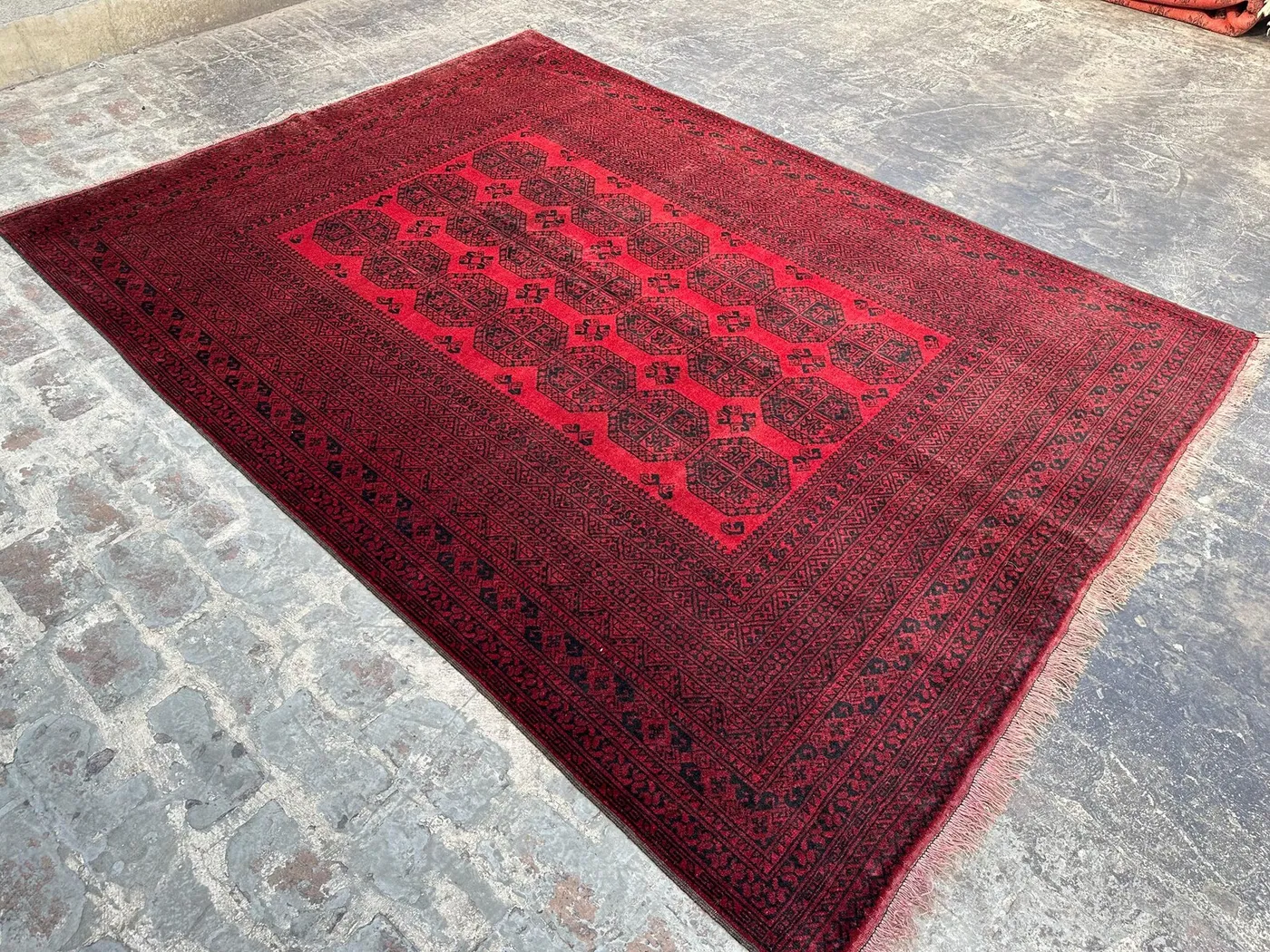 7x9 Antique Ersari Turkmen Rug | Hand-Knotted Afghan Carpet | Elephent foot Design | Tribal Wool Area Rug, Living room rug, Floor Rug, Decor