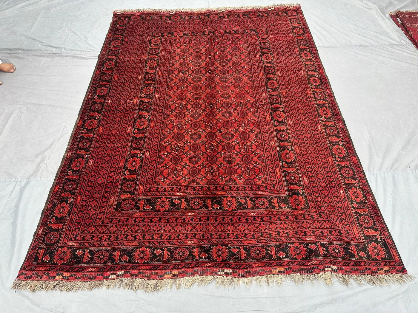 7x10 Antique Turkmen Handmade Rug | Tribal Afghan Geometric Wool Rug | Bashiri Design | Vintage Large Area Rug, Bedroom & Living Room Carpet