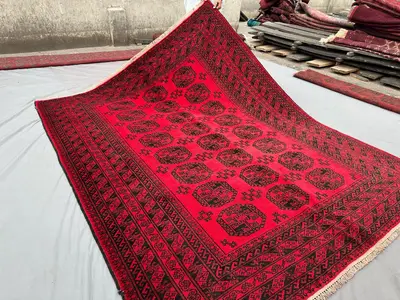 7x9 Vintage Turkmen Rug Afghan Hand Knotted Wool Carpet Elephant Foot Design Oriental Large Area Rug Tribal Bo
