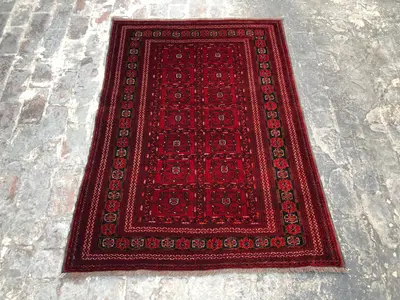 4x6 Afghan Antique Rug Hand Knotted Bokhara Gul Design rug 1950s Turkoman Collector's Rug Faryab Origin Rare P