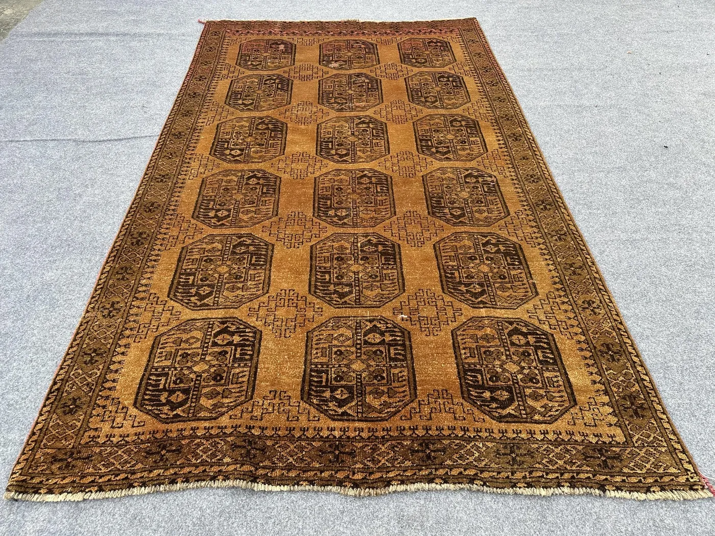 Afghan Hand-Knotted Turkmen Tribal Rug 5x8 - Elephant Foot Design Turkoman Wool Area Carpet, Moroccan Rug, Living Room rug, Oushak Rug
