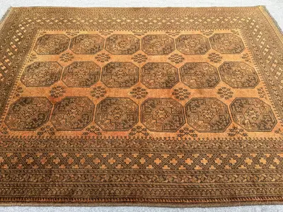 6.9x9.6 ft Afghan Terracotta Antique Rug, Turkoman Hand Knotted Wool rug, Vintage Area Rug, Oriental Rug, Livi
