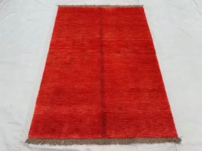 5 x 7 ft Vintage Afghan Hand Knotted Orange Faded Balochi Rug, Soft Pile, Minimalist Tribal Design, Top Qualit