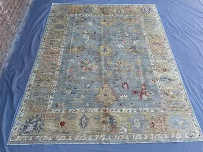 Afghan Turkmen Oushak Rug 8x10 Handmade Turkish Style Wool Area Carpet | Luxury Large Tribal Rug for Home Deco