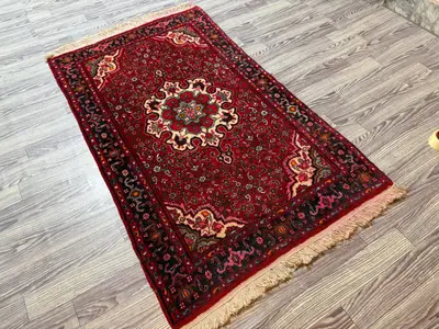 3'3 x 5'4 ft Vintage Turkish Inspired Caucasian Rug, - Heriz Style Nomadic Fine Rug, Geometric Rare Rug, Red M
