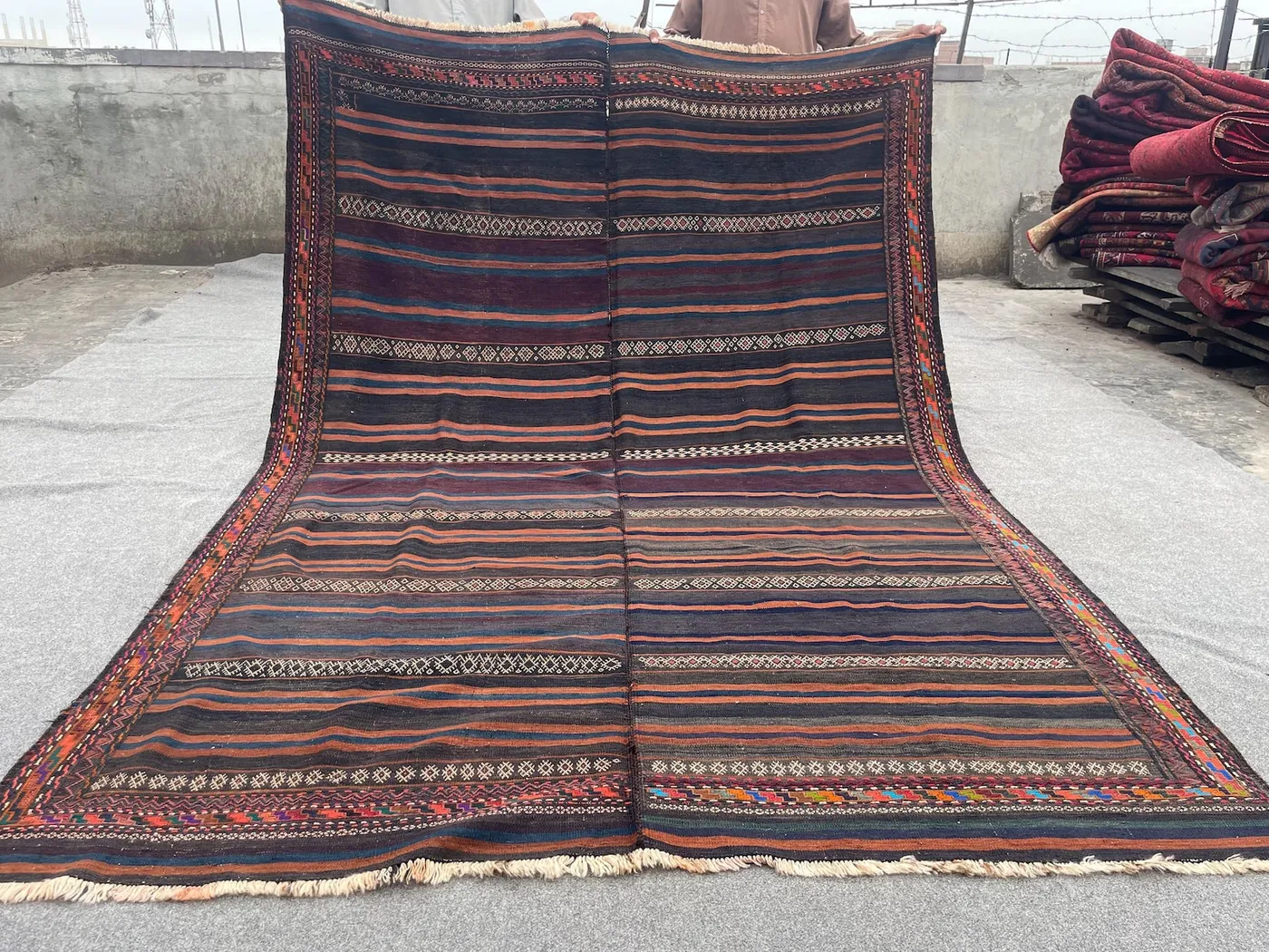 Antique Afghan Baluch Kilim Rug 6'5" x 9'5" | Handmade Tribal Wool Rug | Turkmen Faded Turkish-Style Kilim | Large Vintage Area Carpet