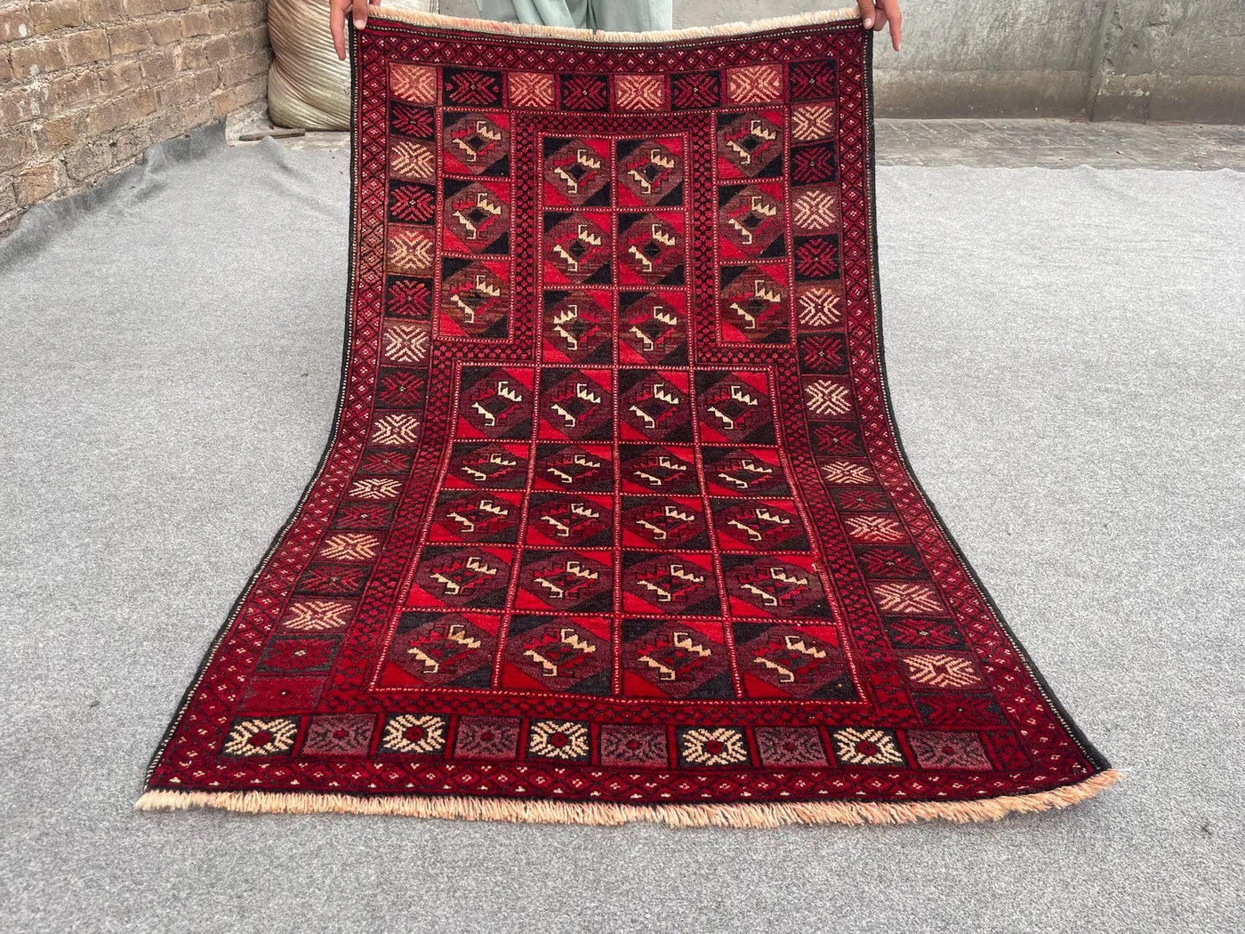 3x5 ft Vintage Afghan Baluch Tribal Rug Hand-Knotted Wool Rug Traditional Turkish Design, Rustic baho Decor, accent area Rug, Boho Fine Rug