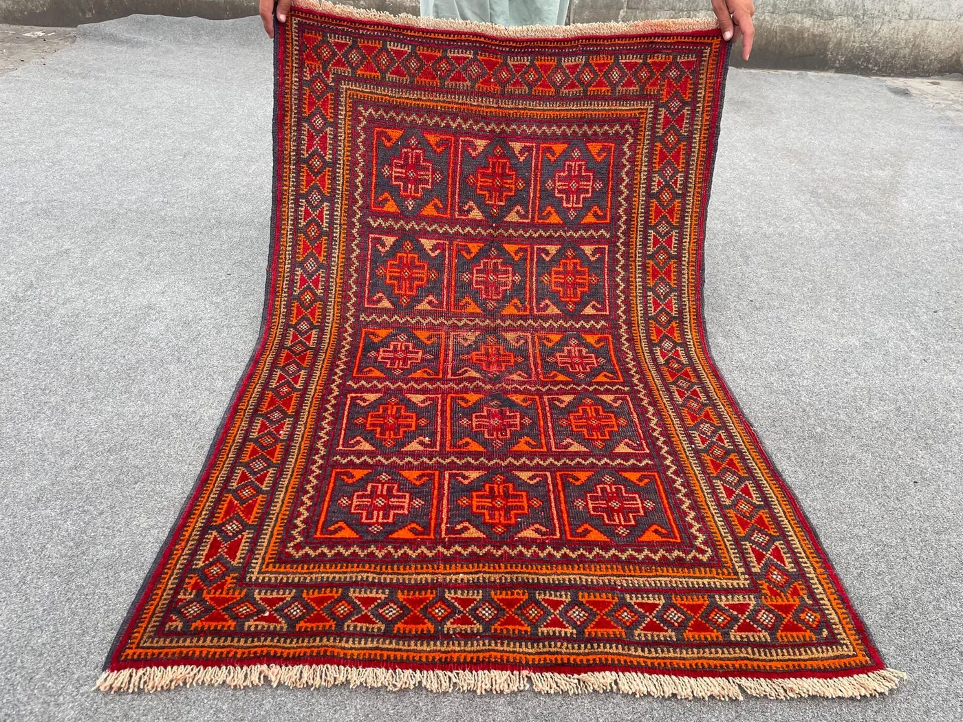 Vintage Afghan Baluch Rug | 2'9 x 4'4 ft | Hand-Knotted Wool Carpet | Tribal No Pile Distressed Small Area Rug | Boho Home Decor Antique rug