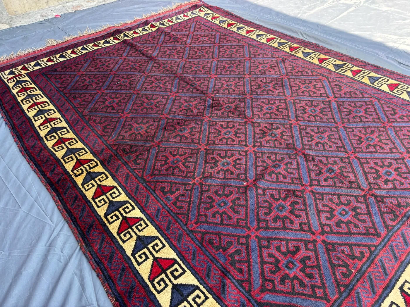 6'1 x 9'2 ft Vintage Afghan Baluchi Hand-Knotted Rug | Soft Pile Fine Tribal Moroccan Style Rug | Geometric Wool Carpet | Living Room Rug