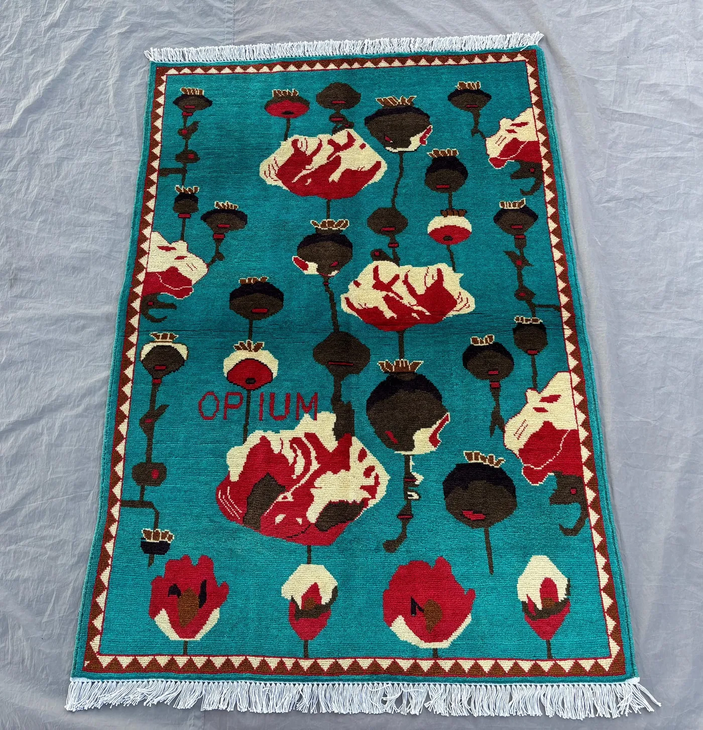 Vintage Afghan Hand-Knotted Rug Colorful Pictorial Design Soft Pile Boho Decor Herat Design 3 x 5 ft Unique Home Rug Decorative Area Rug