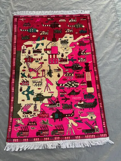 Pink 3x5 Ft Hand-Knotted Balochi War Rug, Traditional Geometric Design, Luxury Home Decor, Unique, One-of-a-Ki