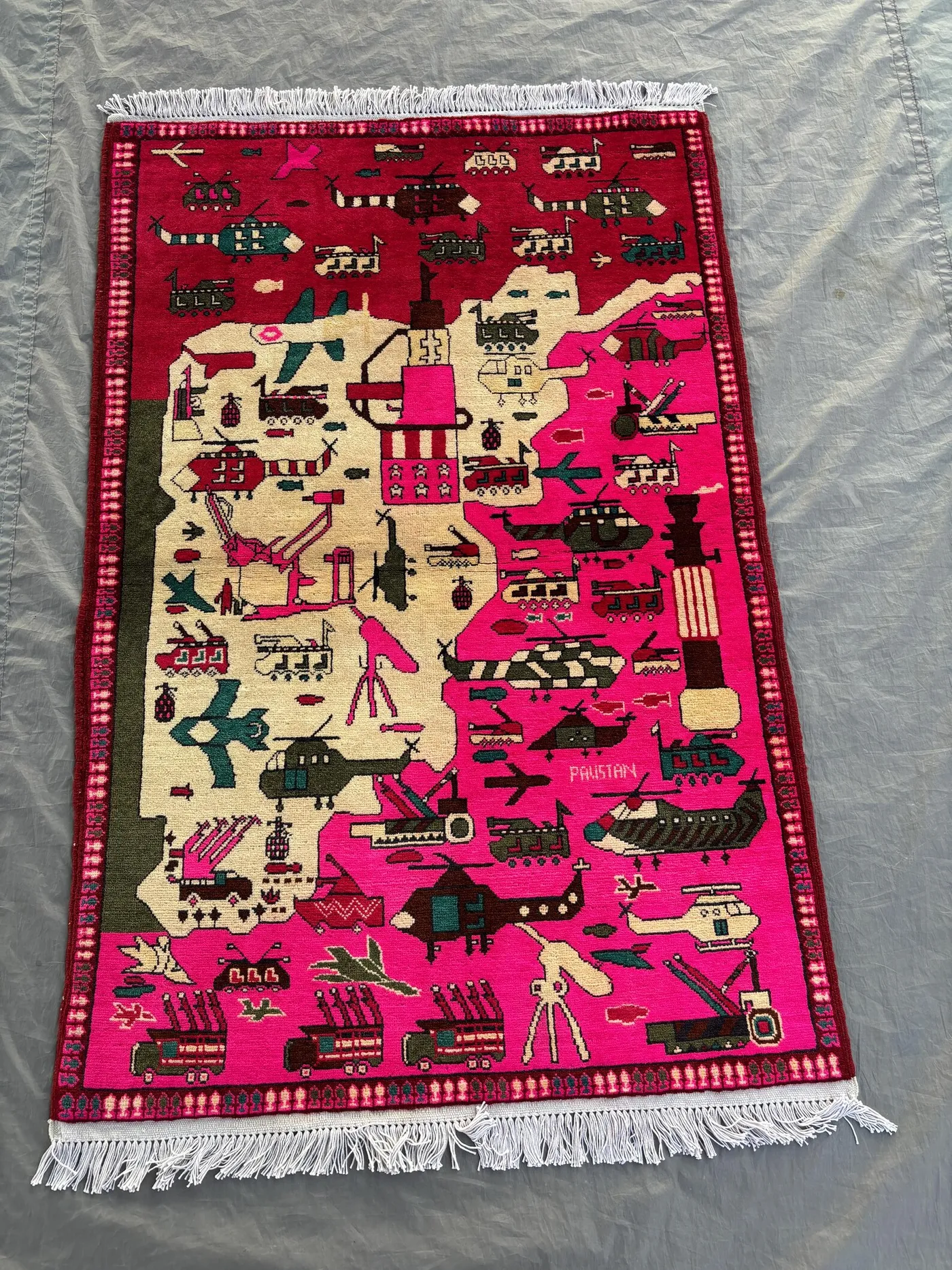 Pink 3x5 Ft Hand-Knotted Balochi War Rug, Traditional Geometric Design, Luxury Home Decor, Unique, One-of-a-Kind, Boho Style Rug