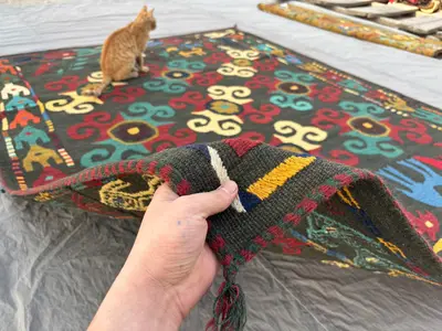 6 x 7 ft Afghan Hand Woven Vintage Unique Flat Weave One of a Kind Patchwork Luxury Rug Home Boho Decor Suzani
