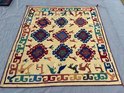 5.8 x 6.1 Ft Afghan Hand-Woven Vintage Flat Weave Kilim One of a Kind Home Boho Decor Luxury Patchwork Pictori