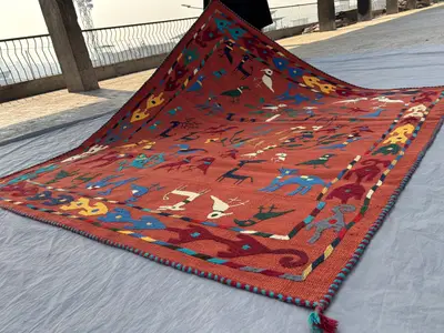 5 x 6 Ft Afghan Hand-Woven Vintage Flat Weave Kilim One of a Kind Luxury Home Decor Patchwork Suzani Design Bi