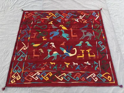 5.1 x 5.6 ft Afghan Hand Woven Vintage Unique Flat Weave Kilim One of a Kind Patchwork Animal Print Suzani Sty