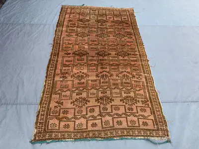 Antique 4'6x7'11 ft Afghan Balochi Handmade Nomadic Rug, Fine Wool, Moroccan Style Tribal Design, Luxury Area 