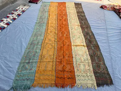 5'4x11'4 ft Vintage Afghan Kilim Runner Striped Geometric Design, Multicolor, Handmade, Home Decor, Cozy Livin
