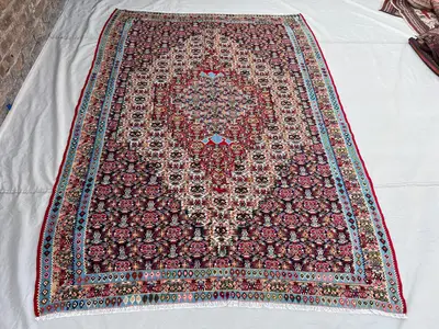 6x8'2 Ft Vintage Afghan Kilim Flatweave Rug | Multicolor Allover Floral Boteh Medallion Tribal Wool Kilim | Bo