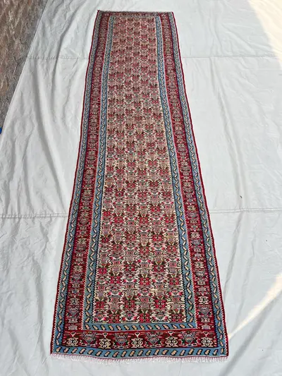 2'6x9'7 ft Afghan Kilim Runner Flatweave - Vibrant Geometric Design, Perfect for Hallway, Entryway Farmhouse D