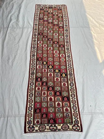 2'2" x 7'9 ft  Vintage Afghan Handwoven Kilim | Traditional Tribal Design | Colorful Geometric Pattern Tribal 