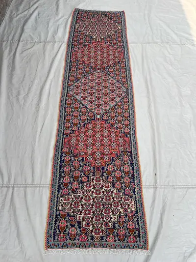2'1x7'10 ft Vintage Afghan Baluchi Kilim Runner Rug - Flatweave Bold Geometric Design, Ideal for Hallway or En