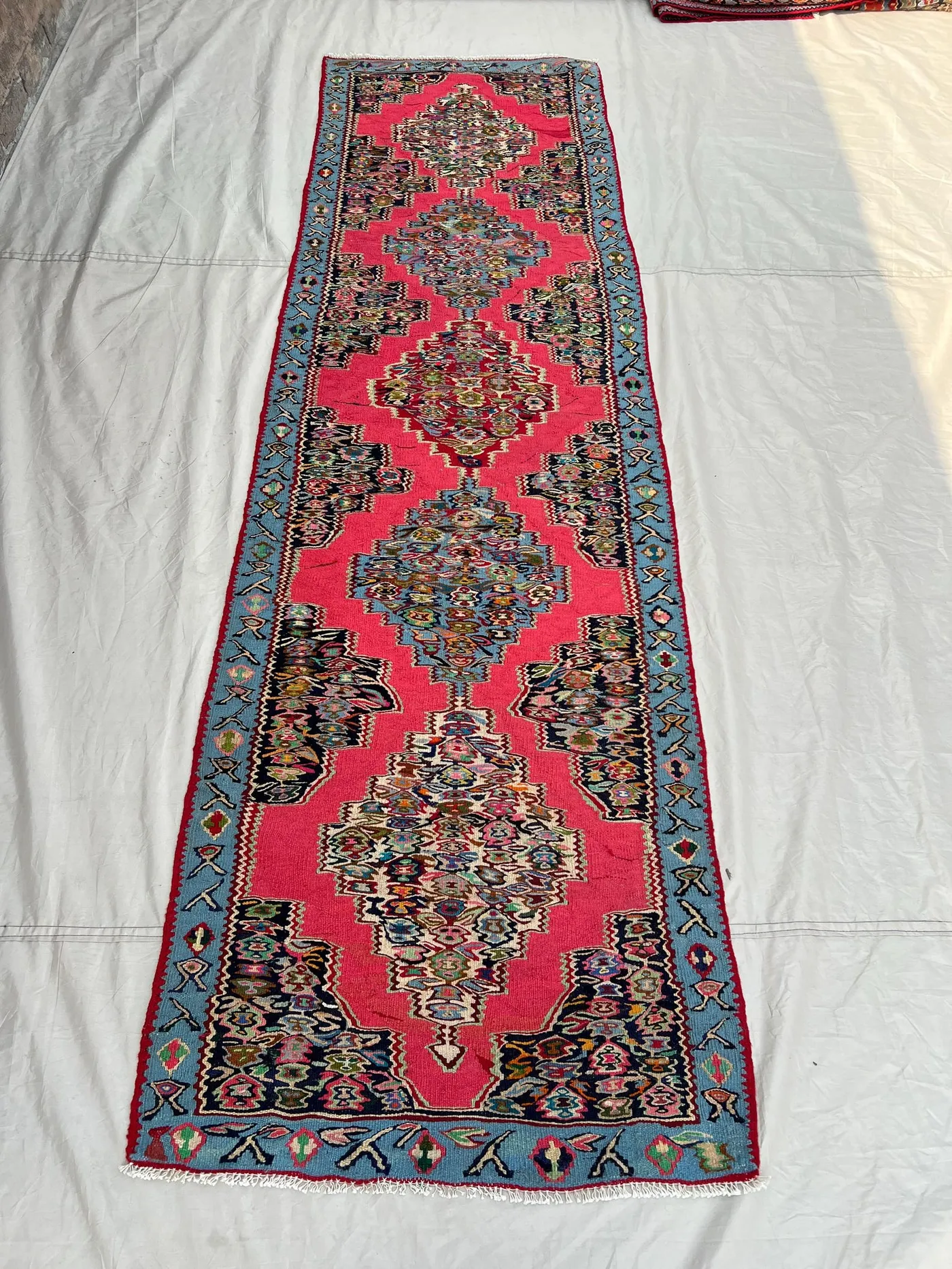 2'8x8'8 ft Vintage Afghan Kilim Flatweave Runner Rug - Tribal Geomatric Pattern Tradational Wool Perfect for Hallway, Living Room Decor