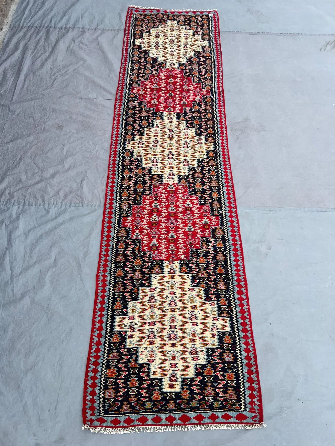 2'1x8'5 ft Vintage Afghan Kilim Runner, Handmade Flatweave Wool Rug, Narrow Hallway Runner Rug, Tribal Medallion Carpet, Boho Home Decor