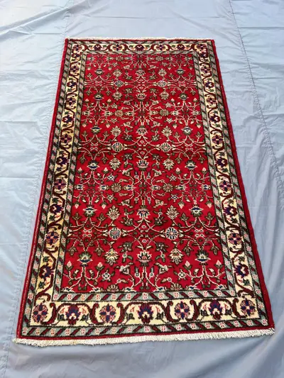 4x8 Antique Afghan Hand-Knotted Rug, Turkmen Tribal Wool Rug, Moroccan Style Red Rug, Kitchen Accent Rug, Uniq