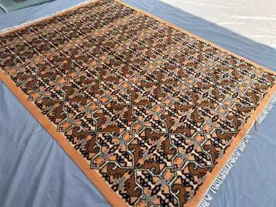 Hand-Knotted Moroccan Tribal Rug 6x8'4 ft One-of-a-Kind Afghan Wool Carpet, Full Pile Area Rug | Geometric Boh