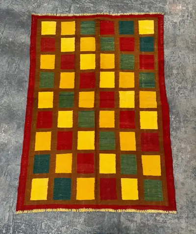 5x7 Afghan Flat-Weave Kilim Rug, Tribal Handwoven Wool Kilim, Turkmen Turkish Style Area Rug, Geometric Patter