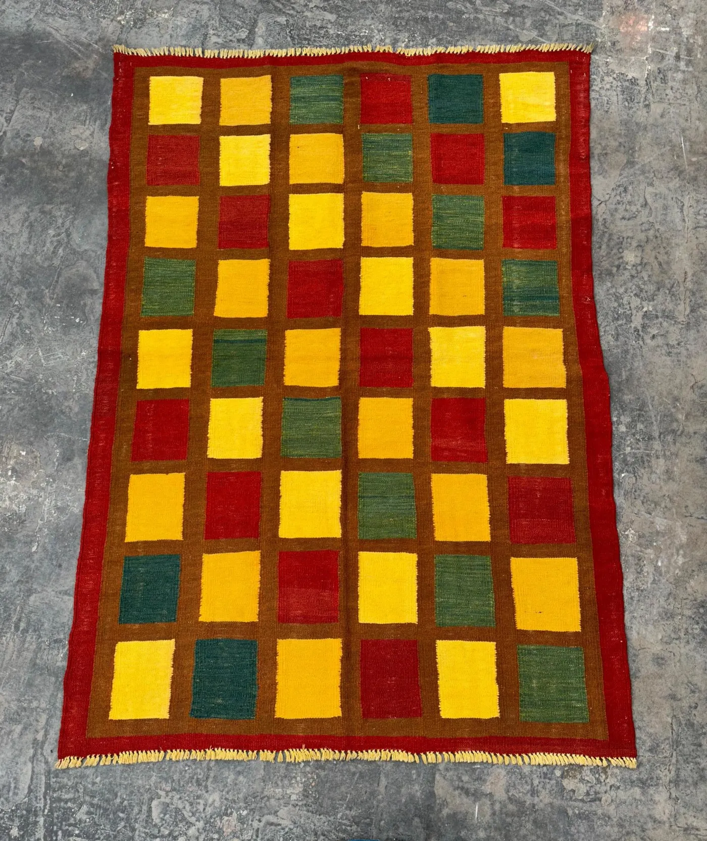 5x7 Afghan Flat-Weave Kilim Rug, Tribal Handwoven Wool Kilim, Turkmen Turkish Style Area Rug, Geometric Pattern Decor Rug, Navajo Kilim