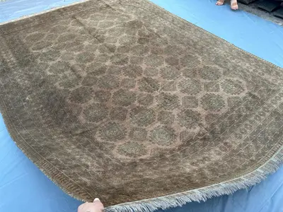 8.3x11.3 ft Afghan Hand Knotted Ersari Rug Turkoman Tribal Patnos Gul Design Rug Terracotta Wool Rug Large Are