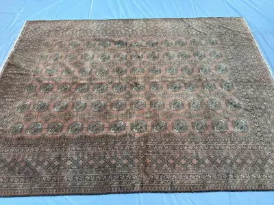 7x9 Antique Turkmen Tribal Rug Afghan Hand Knotted Wool Rug Tekke Design Terra Cotta Rug Traditional Vintage A