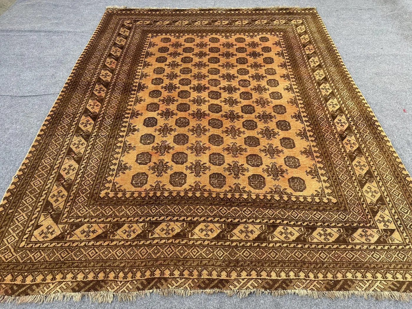 6.8x8.7 ft Antique Turkmen Bukhara Rug Afghan Ersari Hand-Knotted Wool Tribal Carpet, Turkish Rare Rug, Moroccan Style Rug, Mowri Design,