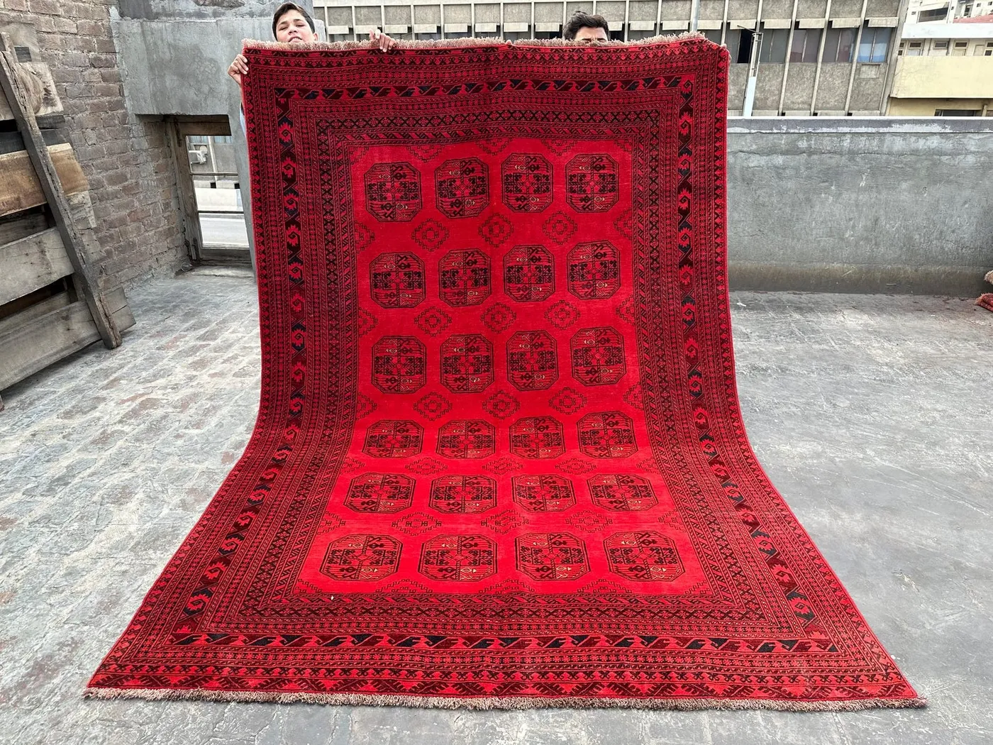 Tribal Afghan Rug, 6.4x9.4 ft, Turkmen Hand-knotted Soft Wool Area Rug, Vintage Turkoman Elephant Foot Bukhara Rug, 7x10 Living Room Carpet