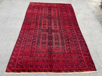6x10 Antique Afghan Baluch Tribal Rug Turkmen Wool Vintage Rug Geometric Pattern Yaqoob Khani Design Handmade 