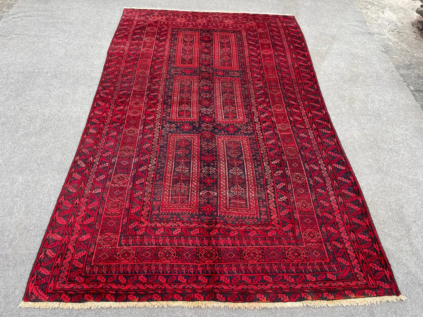 6x10 Antique Afghan Baluch Tribal Rug Turkmen Wool Vintage Rug Geometric Pattern Yaqoob Khani Design Handmade Carpet, Bedroom Rug Home Decor